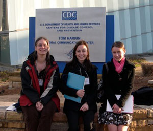Left to right: WCVM associate professor Dr. Tasha Epp and third-year students Laura McDonald and Kristyna Musil attended the CDC event for veterinary students in January 2010.