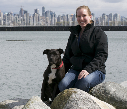 WCVM medical oncology resident Dr. Kirsty Elliot and her dog Josie. Photo: Dr. Bill