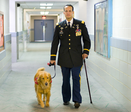 Former U.S. Army Captain Luis Carlos Montalvan and his service dog Tuesday. Photo courtesy of Luis Carlos Montalvan.