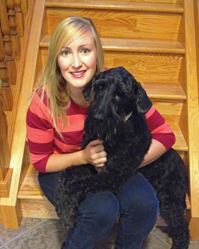 Figley and her dog Onyx, a giant schnauzer. 
