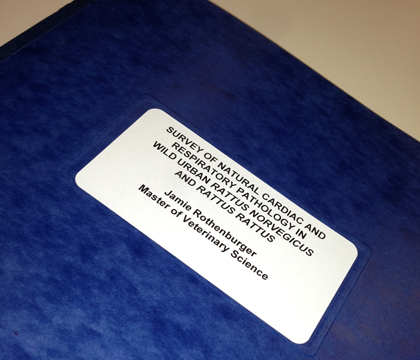 The cover of Dr. Jamie Rothenburger's MVetSc thesis. Photo: Dr. Jamie Rothenburger.