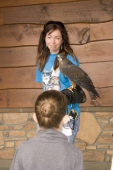 Jasmine and a WEAMS member answer a visitor's questions. Photo: Hayley Kosolofski.