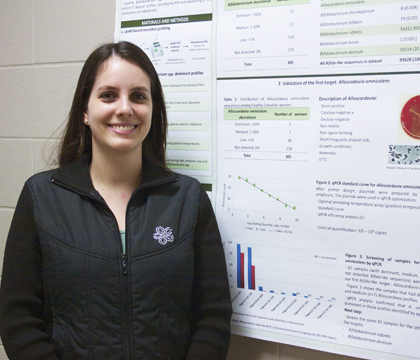 WCVM graduate student Aline Costa de Freitas received second prize (microbiology and toxicology) for her research poster. Photo: Dr. Janet Hill.