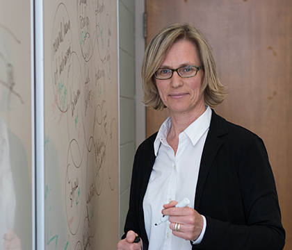 Dr. Muir rehearses her lectures before every class. Photo by Caitlin Taylor