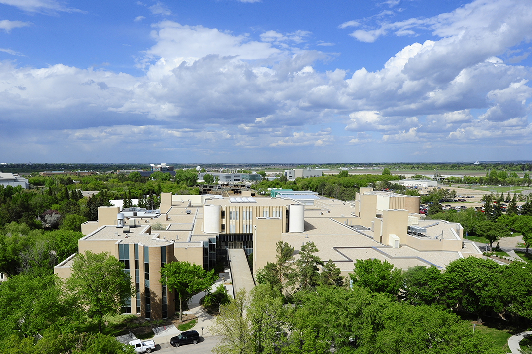 Aerial view of the Western College of Veterinary Medicine. Photo by Debra Marshall.