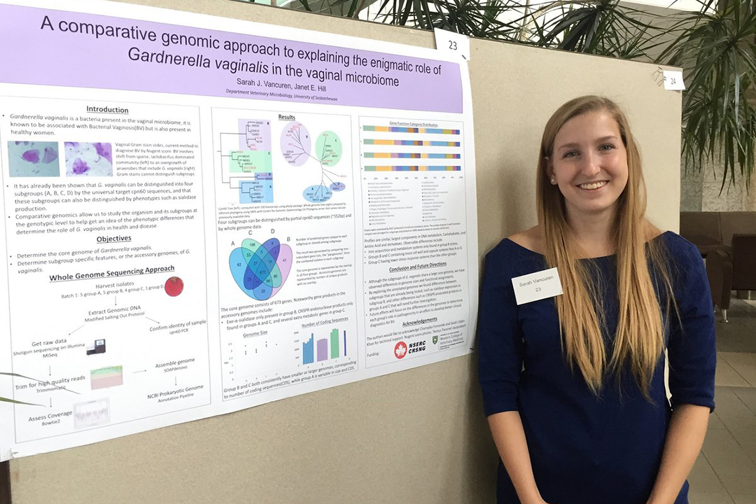 U of S student Sarah Vancuren received the WCVM Department of Veterinary Microbiology Faculty Award for Undergraduate Research for her comparative genomics study. Submitted photo.