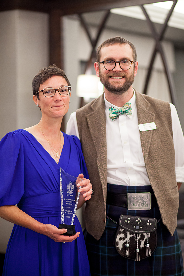 Dr. Kate Robinson with Dr. Chris Clark, WCVM associate dean, academic. Photo by Christina Weese.