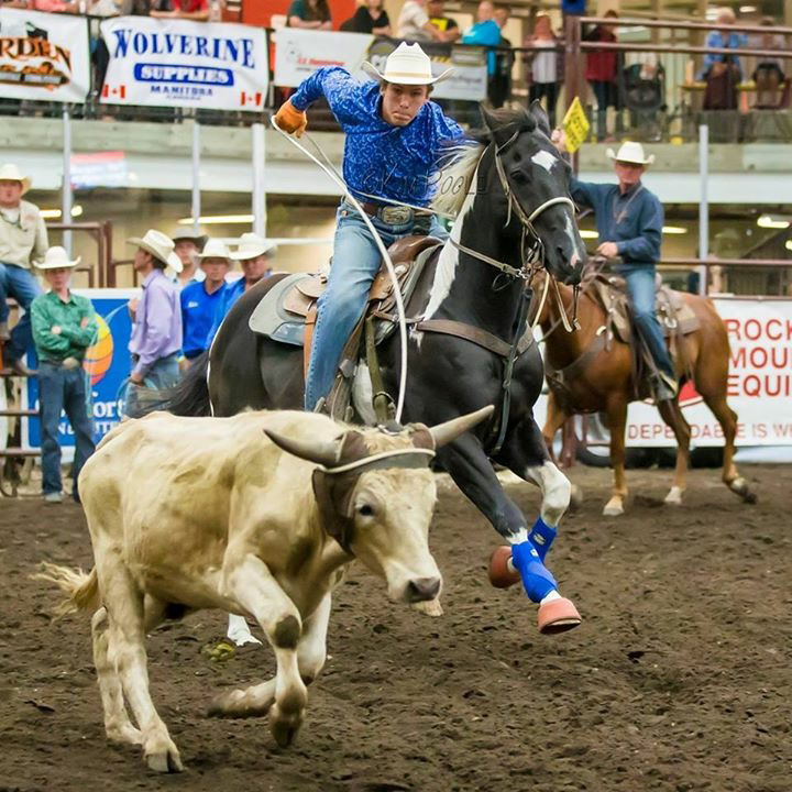 Before university, Beau Bridgeman competed in tie-down roping, steer wrestling and team roping events at national and American high school rodeos. Supplied photo. 