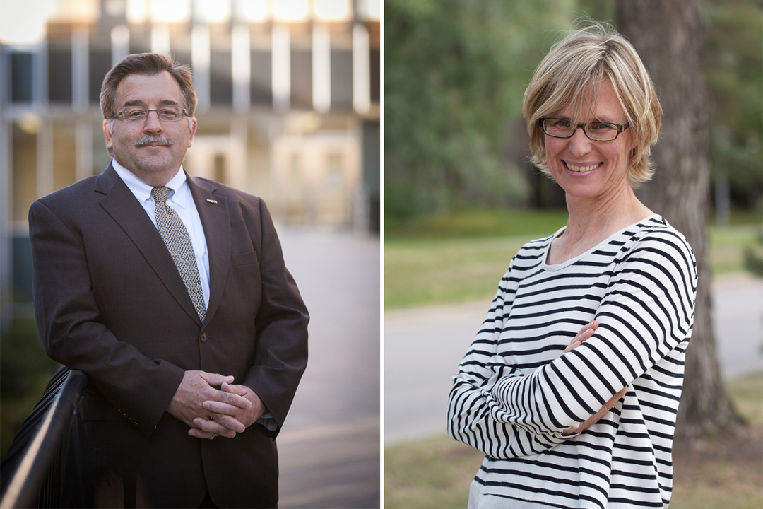 Dr. Doug Freeman (left) is stepping down as WCVM dean. Dr. Gillian Muir will become the WCVM's acting dean on July 1. 
