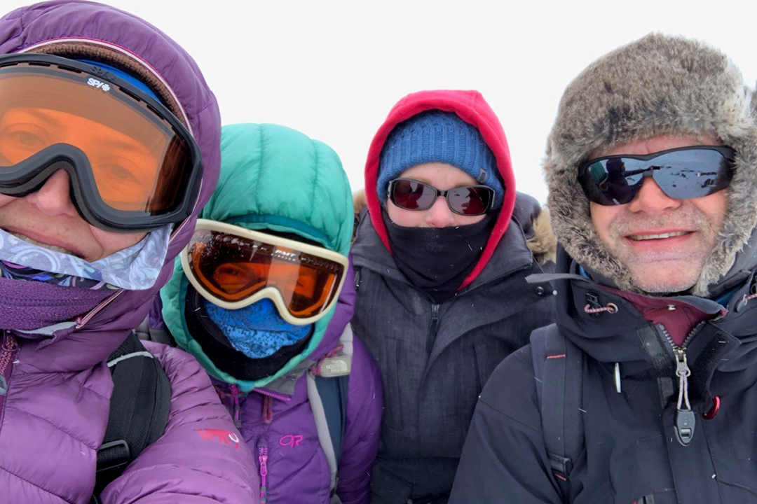 From left to right: Dr. Emily Jenkins, Dana Kellett, Kayla Buhler and Gustaf Samelius at Karrak Lake, Nunavut, in May 2019. Supplied photo. 