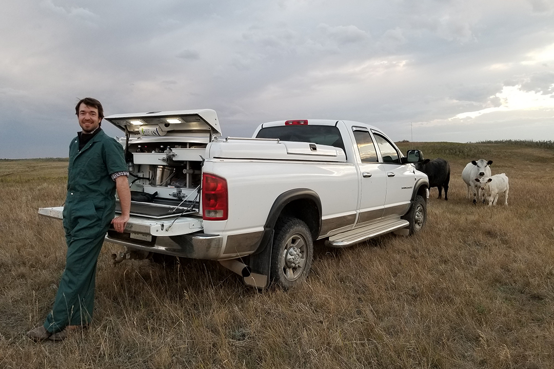 WCVM graduate Dr. Colton McAleer began his own mobile veterinary practice in 2018. Supplied photo.