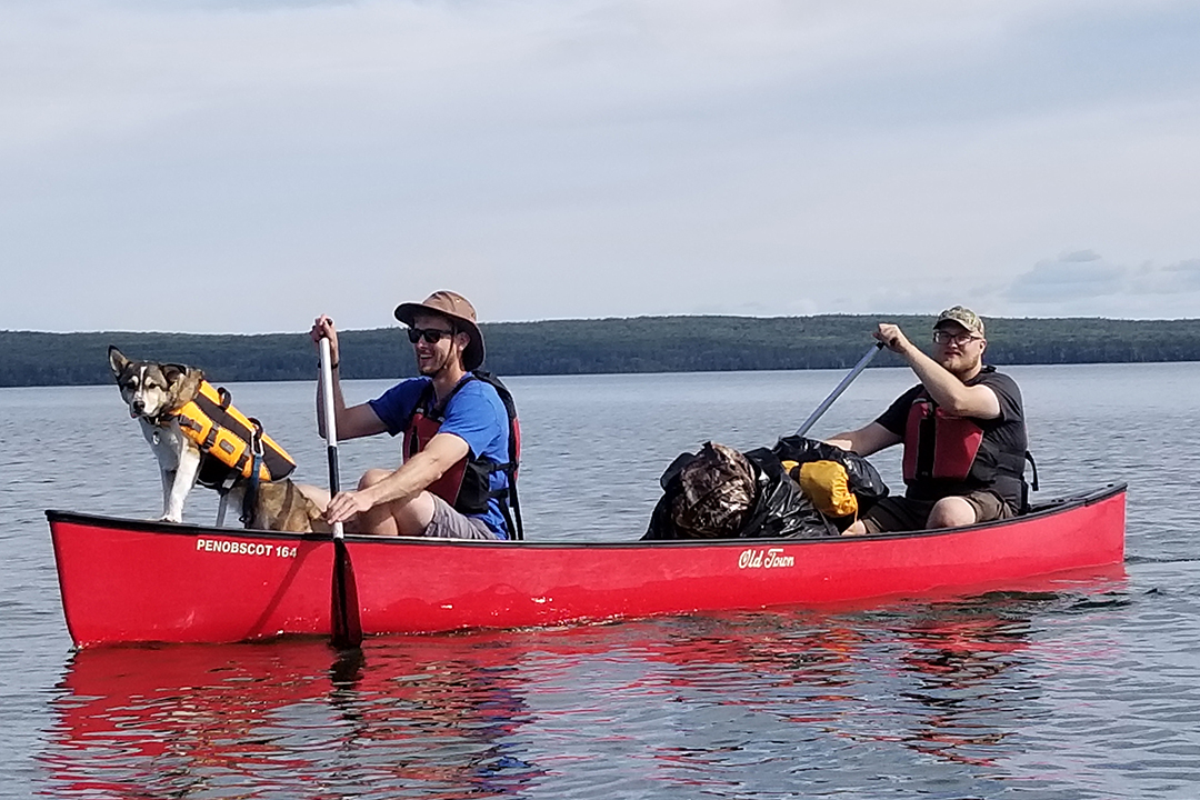 Dr. Paul Thiessen, Maggie and Thiessen's classmate, Dr. Brendan Loewen, on the Bagwa Canoe Route in Prince Albert National Park. Submitted photo. 