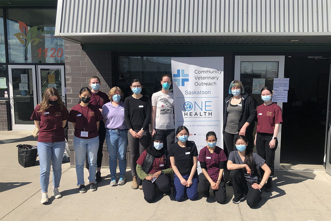 A group of students and veterinary professionals volunteered at the first Community Veterinary Outreach (CVO) event held this year in April, 2022 at Station 20 West. Submitted photo. 