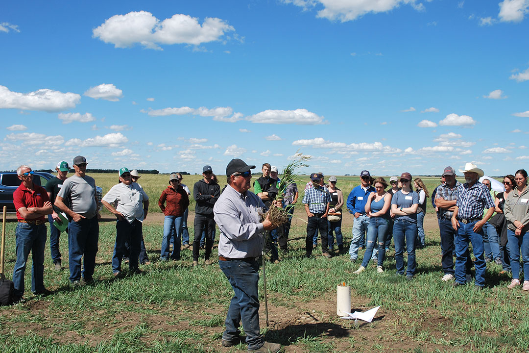 Dr. Jeff Schoenau (PhD) presented results from a five-year manure management study at the LFCE that show precision application enhances crop growth and manure nutrient recovery, reducing entry of manure constituents into water and air. Photo: Cindy Wright