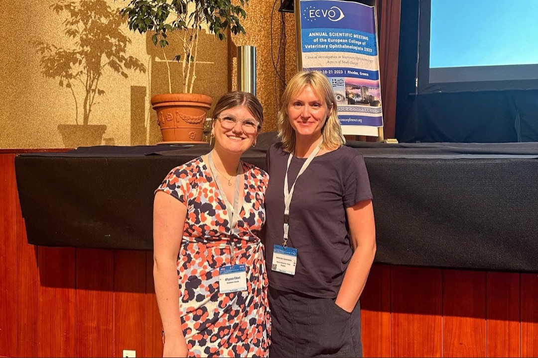 Allyssa Cloet (left) met Dr Alex Szpakowska, a veterinary ophthalmologist from Poland, during the ECVO conference in Greece. Submitted photo. 