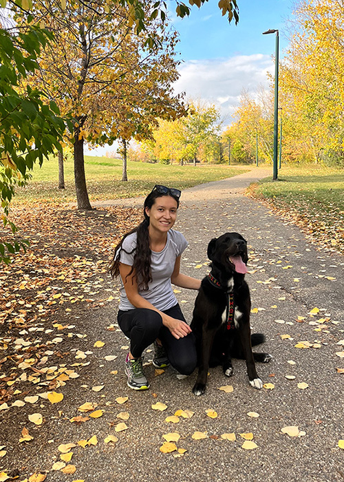 Villebrun and her dog enjoy outdoor activities year-round. Submitted photo.