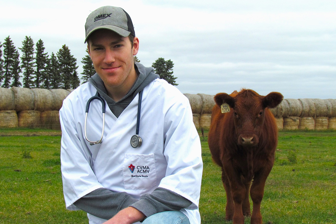 Paul's experiences growing up on a mixed grain-beef farm have shaped his veterinary ambitions of working with production animals. Submitted photo.