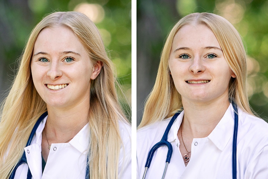 Madisyn (left) and Kaylee (right) Fulcher of Birtle, Man., are both first-year students at the WCVM. Photos: Christina Weese.