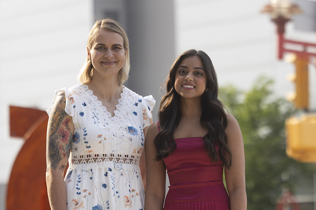 Dr. Blossom de Bruin (left) and Dr. Aparna Chatterjee, first recipient of the Jax Award for Excellence in Critical Care. Photo: Dave Stobbe. 
