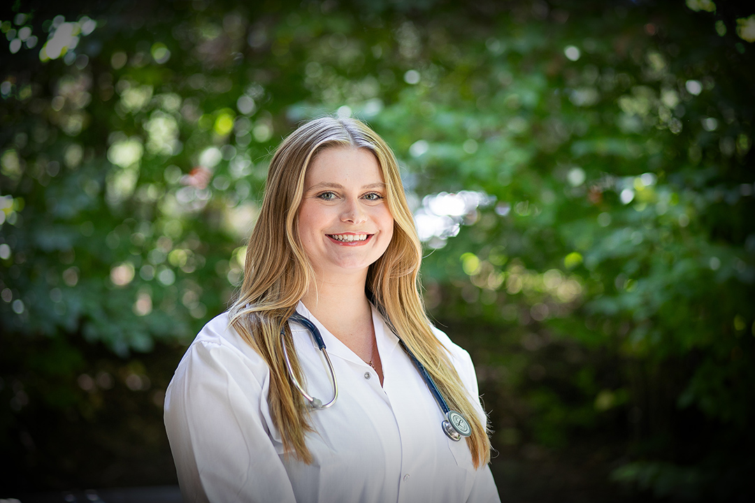 Caelin Ciastko, a first-year veterinary student at the Western College of Veterinary Medicine